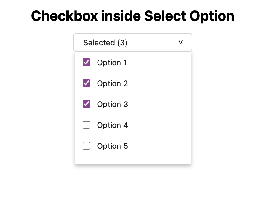 Checkbox inside Select Option using JavaScript